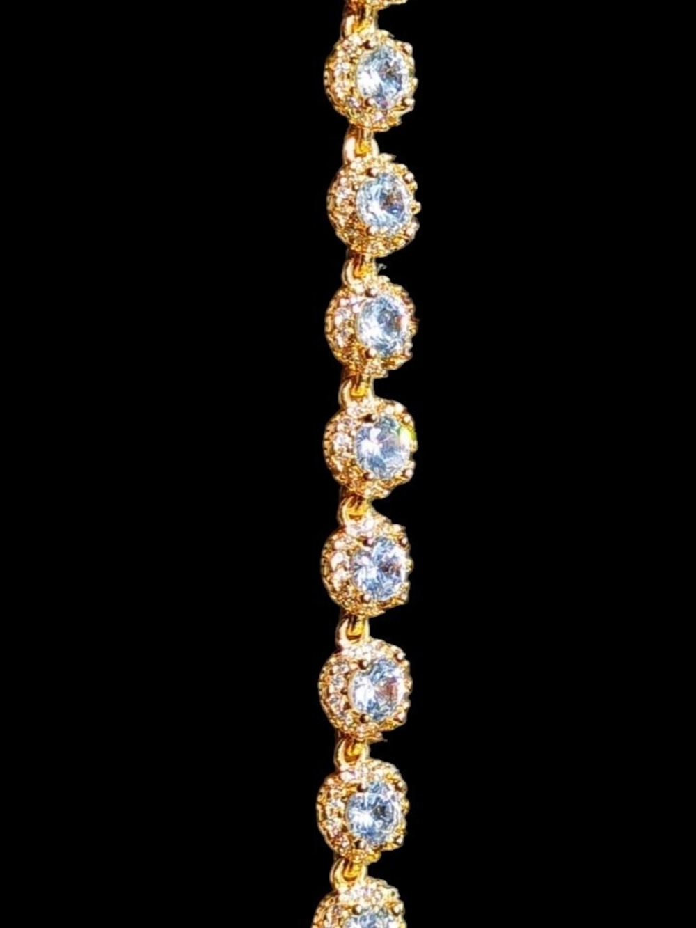 Gold Tennis Bracelet with Clear Crystals - Women Jewelry